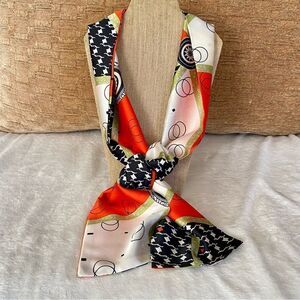 Unbranded Long Rectangle Red/Green/Black/White Abstract Print Scarf. EUC!